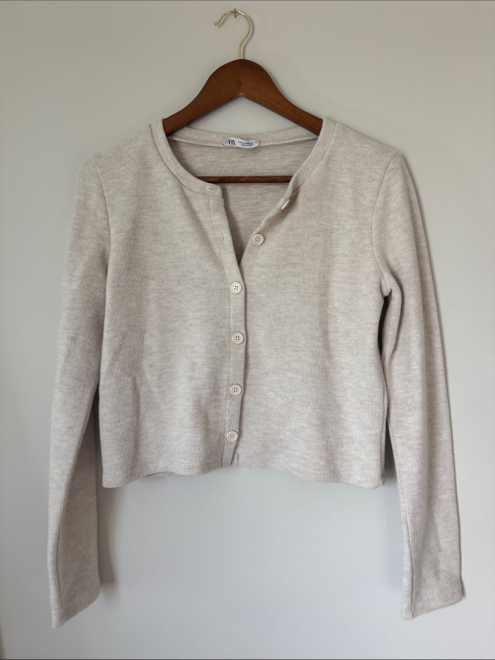 ZARA Light Cream Button-Front Women's Sweater